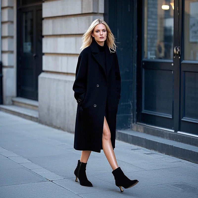 Atsroel Black Suede Ankle Boots Fall Boots For Women Side Zip Booties Pointed Toe Mid Calf Boots Kitten Heel Boots Dressy Short Boots - Image 3