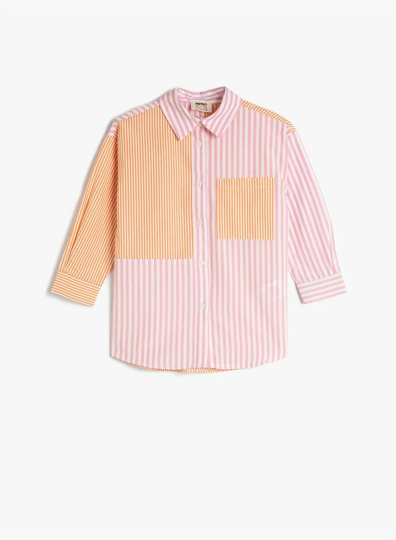 KOTON Poplin Shirt Long Sleeve Pocket Detail