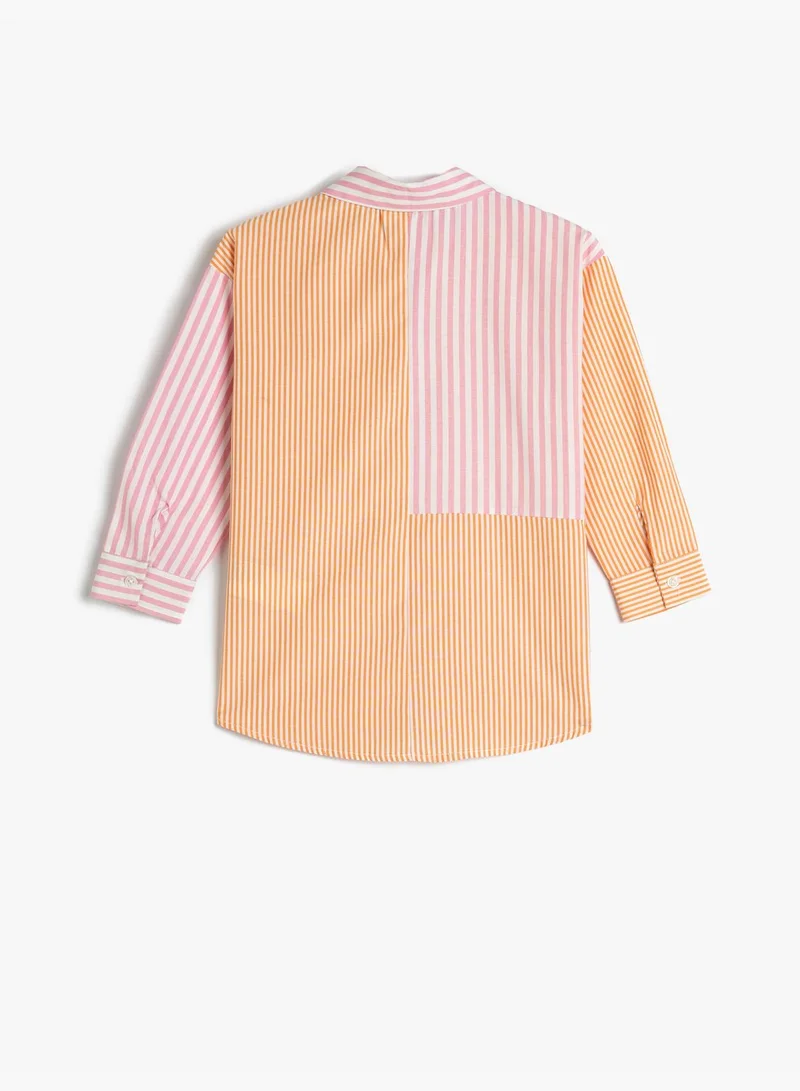 KOTON Poplin Shirt Long Sleeve Pocket Detail