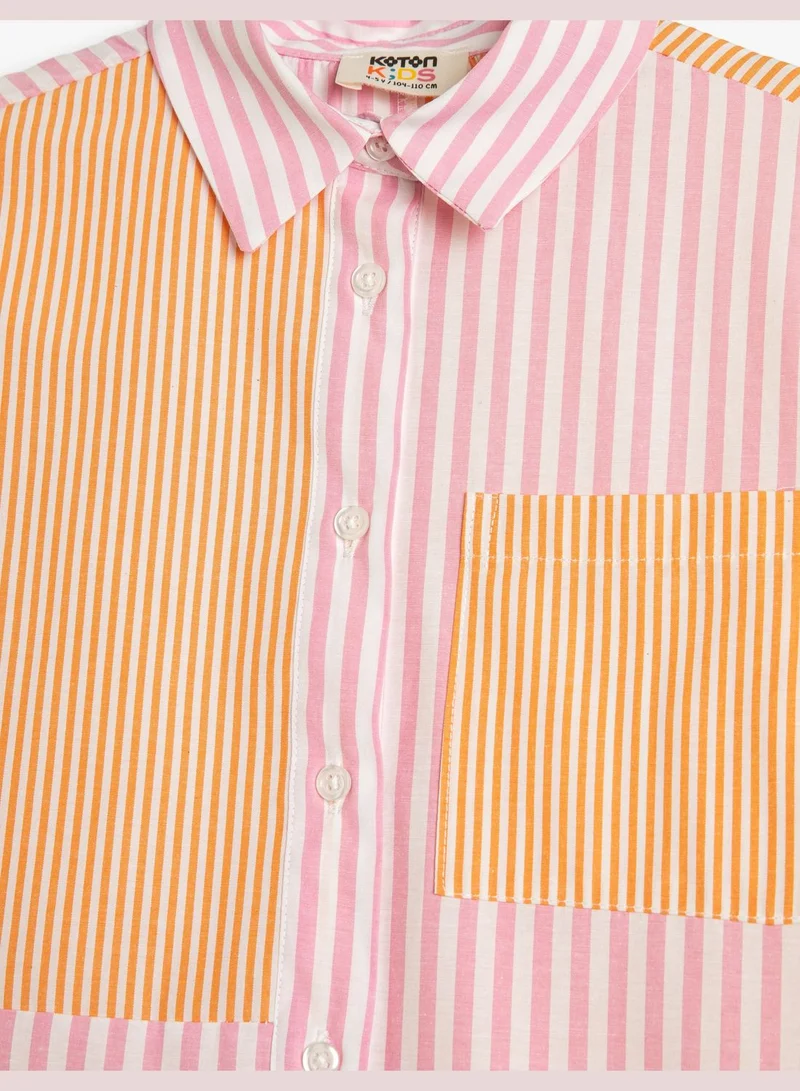 KOTON Poplin Shirt Long Sleeve Pocket Detail