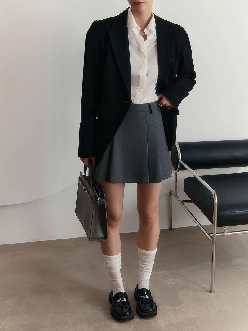 Lichi  Mini skirt with large pleats on the sides and a belt for Women | Best Price UAE