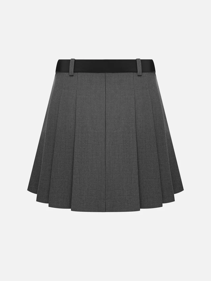 Lichi  Mini skirt with large pleats on the sides and a belt for Women | Best Price UAE