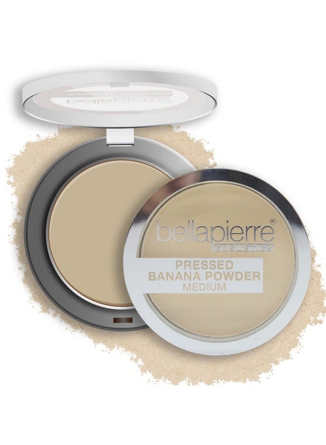 BellaPierre Pressed Banana Setting Powder ; Lightweight Compact Color Correcting Powder With All Day Makeup Protection ; Eliminates Blotchiness And Dark Spots ; Talc Free ; Matte Tint Medium 0.28 Oz - Image 1