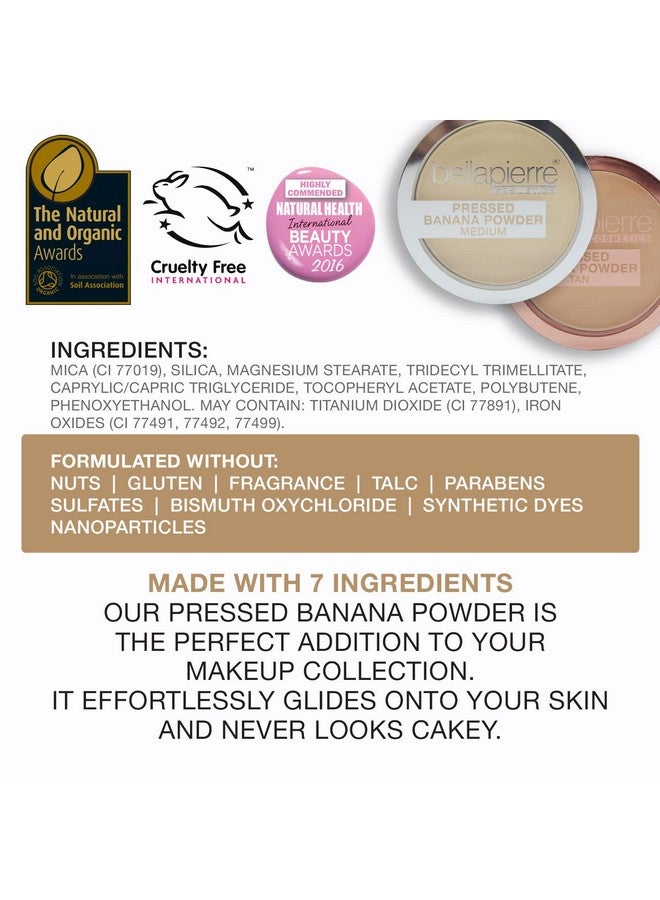 BellaPierre Pressed Banana Setting Powder ; Lightweight Compact Color Correcting Powder With All Day Makeup Protection ; Eliminates Blotchiness And Dark Spots ; Talc Free ; Matte Tint Medium 0.28 Oz - Image 5