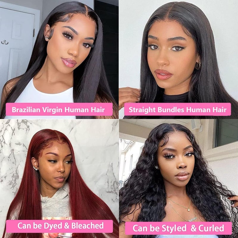 Rebasar Straight Bundles Human Hair 12 12 12 Inch 100% Unprocessed Brazilian Trippy Virgin Weave Bundles Human Hair for Women Remy Straight Hair Extensions Natural Black Raw Weft - Image 5