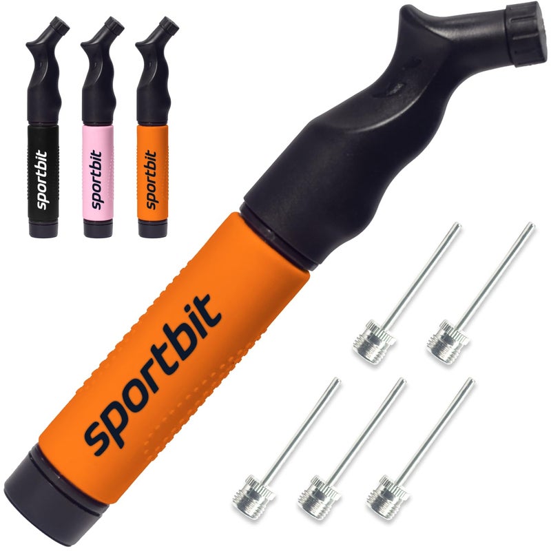 SPORTBIT Ball Pump for Sports Balls - Push & Pull Inflating System - Hand Pump for All Exercise Balls - Volleyball Pump, Basketball Inflator, Football & Soccer Ball Air Pump - Goes with 5 Needles Set - Image 1