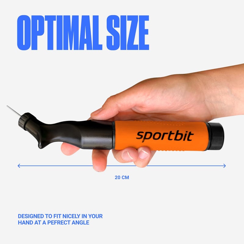 SPORTBIT Ball Pump for Sports Balls - Push & Pull Inflating System - Hand Pump for All Exercise Balls - Volleyball Pump, Basketball Inflator, Football & Soccer Ball Air Pump - Goes with 5 Needles Set - Image 4