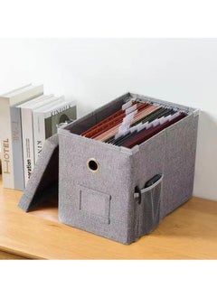 XiuWoo Linen File Boxes, Storage Box with Metal Sliding Rail & Extra Net Pocket, Collapsible Hanging Organizer Filing Cover for Office, Room  - Image 5