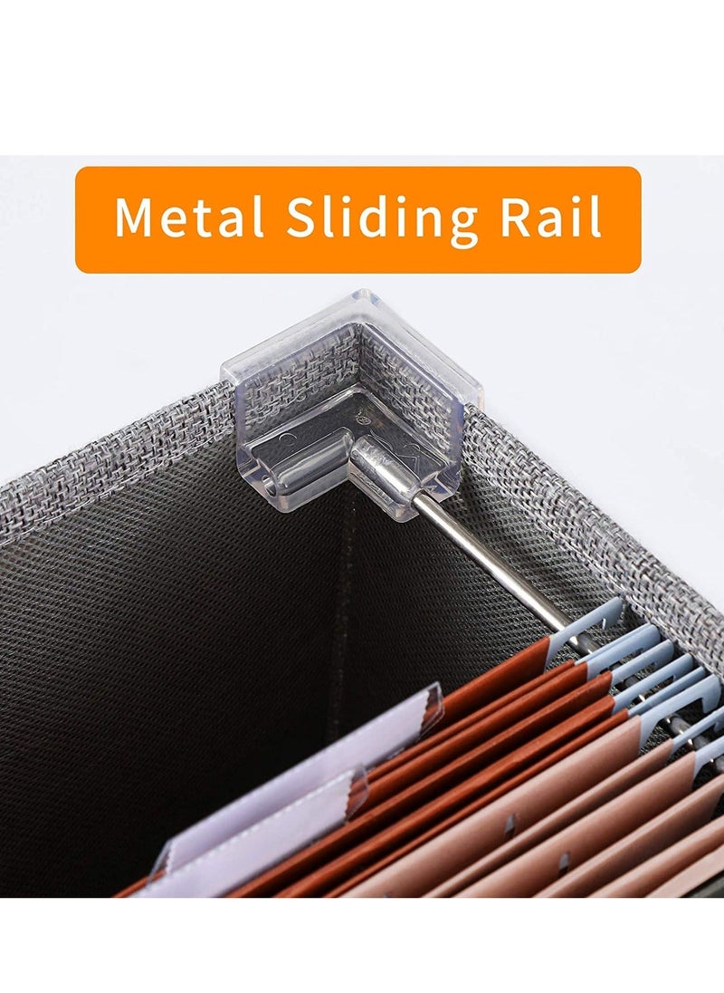 XiuWoo - Linen File Boxes, Storage Box with Metal Sliding Rail & Extra Net Pocket, Collapsible Hanging Organizer Filing Cover for Office, Room - Image 1