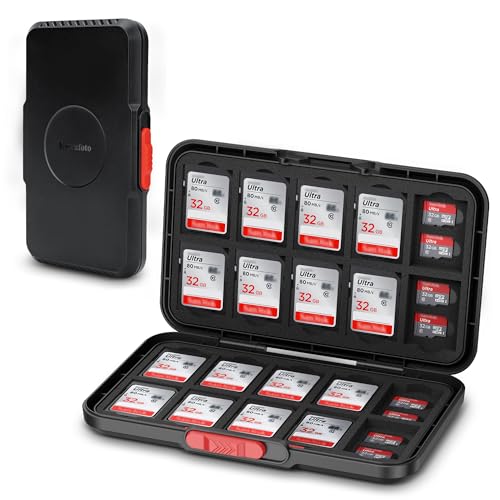 Kiorafoto Pop Up Style Memory Card Case,60 Slots Memory Card Holder Wallet for 20 SD SDHC SDXC & 40 Micro SD SDXC SDHC TF MSD Cards,Portable Slim Micro SD Card Case Storage Organizer with EVA Foam Interior - Image 1