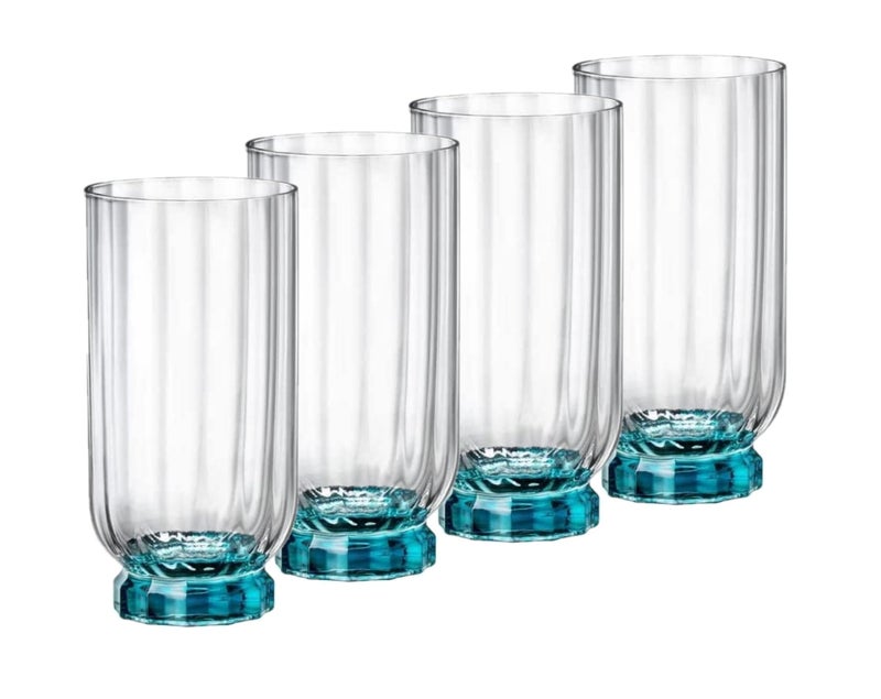 Bormioli Rocco Bormioli Rocco Florian 14.5 oz. Highball Cocktail Beverage Drinking Glasses, Lucent Blue, Set of 4  - Image 1