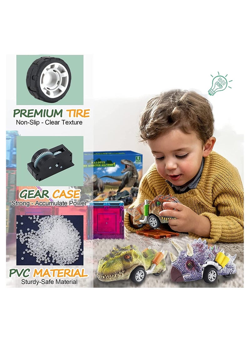 NIBEMINENT SYOSI Dinosaur Toys for Kids, 6 Pcs Pull Back Cars, Kids Boys and Girls - Image 3