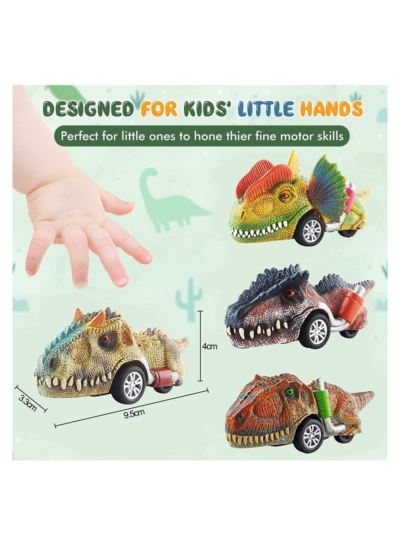 NIBEMINENT SYOSI Dinosaur Toys for Kids, 6 Pcs Pull Back Cars, Kids Boys and Girls - Image 2