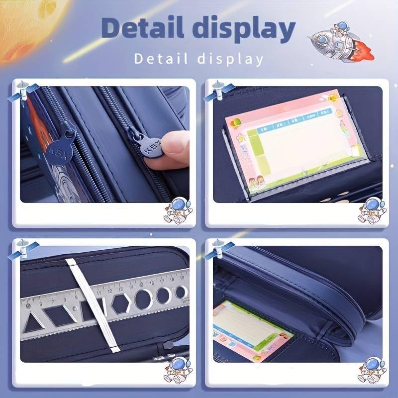 Royals hub Premium Double Layer Space Pencil Case 3D Cover Eva Space Astronaut Theme Large Capacity Pencil Zipper Pouch Bag Compass School Organizer Students Kids Stylish Pen Holder Stationery Box, - Image 3