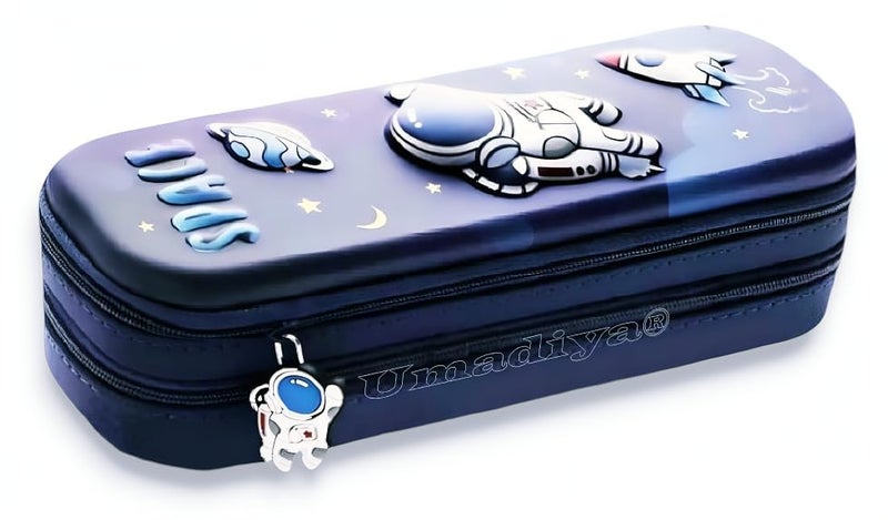 Royals hub Premium Double Layer Space Pencil Case 3D Cover Eva Space Astronaut Theme Large Capacity Pencil Zipper Pouch Bag Compass School Organizer Students Kids Stylish Pen Holder Stationery Box, - Image 5