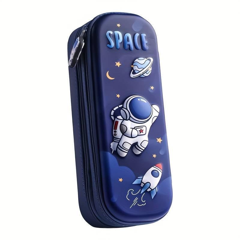 Royals hub Premium Double Layer Space Pencil Case 3D Cover Eva Space Astronaut Theme Large Capacity Pencil Zipper Pouch Bag Compass School Organizer Students Kids Stylish Pen Holder Stationery Box, - Image 1