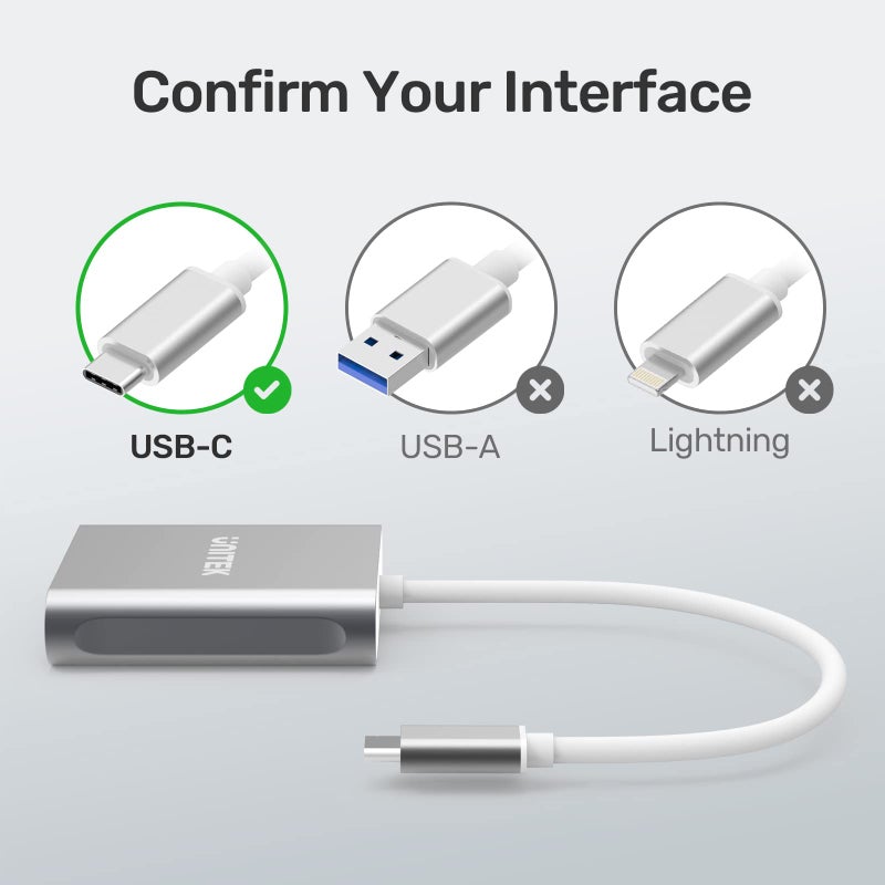 UNITEK قارئ بطاقة SD USB C من يونيتيك، ألومنيوم 3 فتحات USB 3.0 نوع-C لقارئ بطاقات الذاكرة الفلاش لجهاز USB C، يدعم بطاقة الذاكرة SanDisk Compact Flash وبطاقة Lexar Professional CompactFlash - رمادي - Image 2