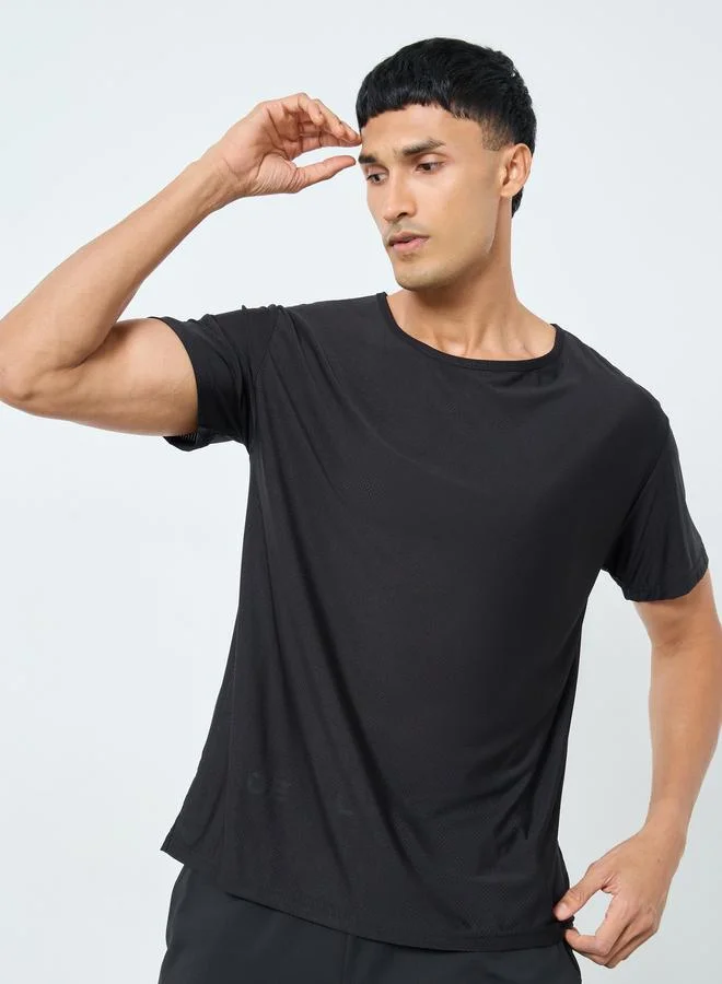 Styli Men Black Running Regular Fit T-Shirt