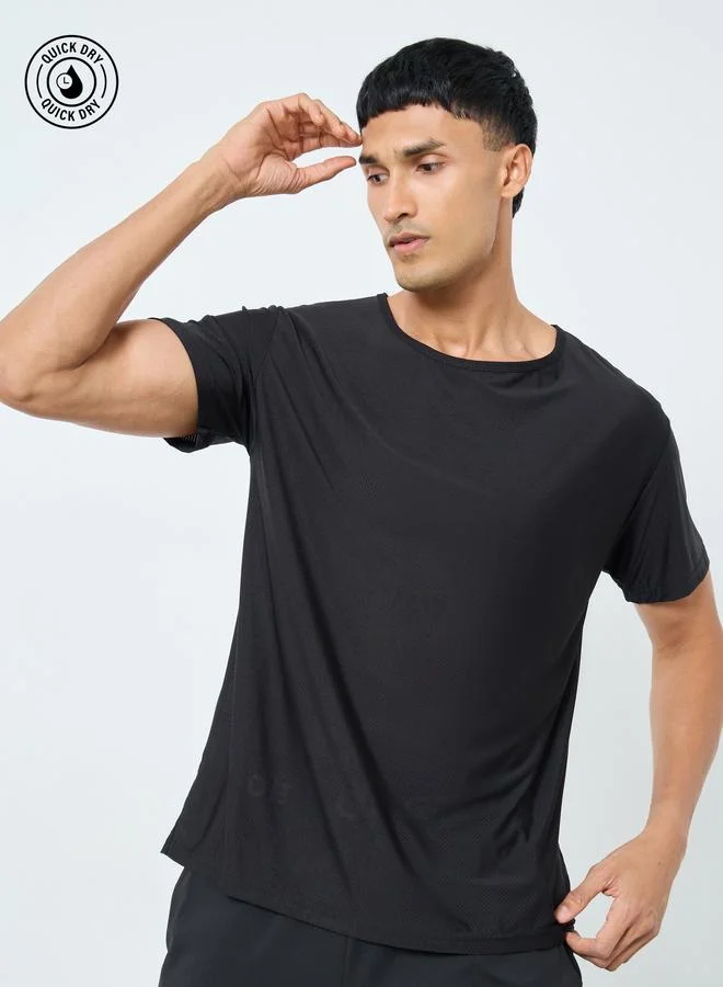 Styli Active Regular Fit Textured Crew Neck Active T-Shirt