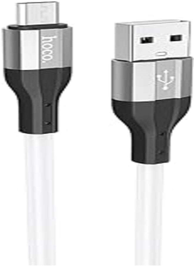 Hoco Hoco x72 - creator silicon charging and data transmittion cable (1m - 2.4a), usb-a to micro-usb plug compatible with samsung huawei xiaomi oppo - white 