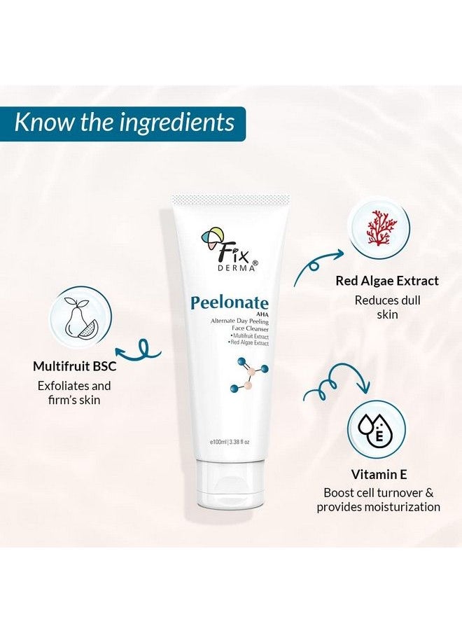FIXDERMA - Peelonate Aha Face Cleanser ; Face Exfoliator; Skin Lightening Agent Uneven Skin Tone Noncomedogenic Formulation Nonirritating Skin Cleanser Reduces Rough & Dry Skin100Ml - Image 1