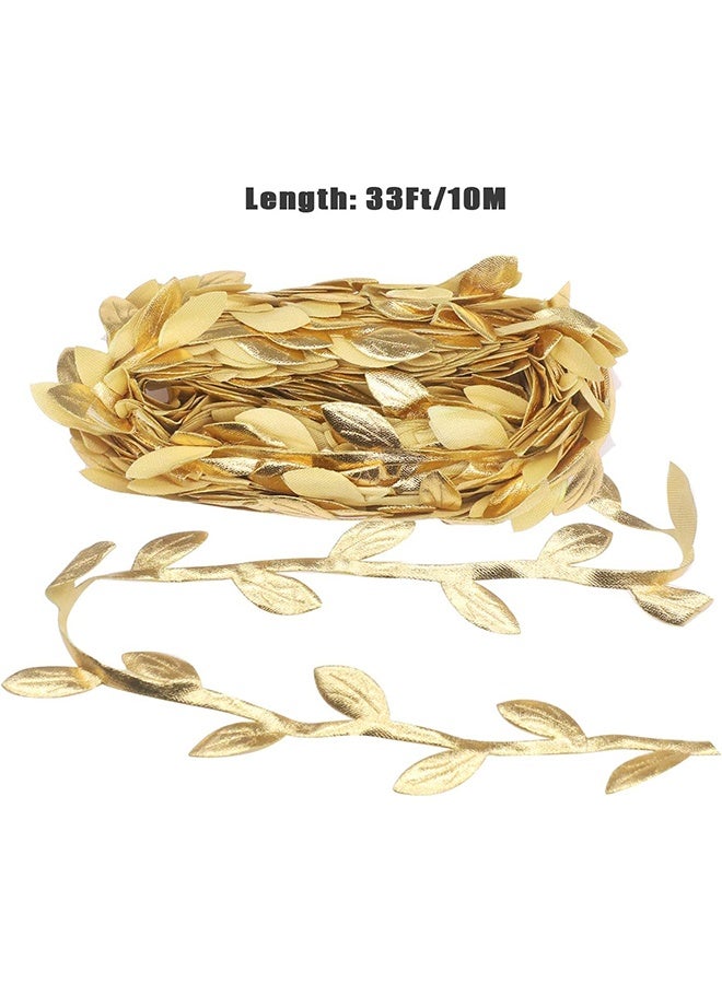 Gold Leaves Leaf Ribbon, 11 Yards Vine Leaves Ribbon Trim Perfect Decoration for DIY Craft, Garland, Party, Wedding (Gold) - Image 2