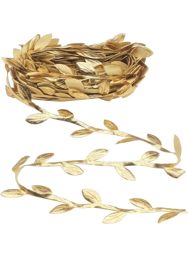 Gold Leaves Leaf Ribbon, 11 Yards Vine Leaves Ribbon Trim Perfect Decoration for DIY Craft, Garland, Party, Wedding (Gold) - Image 1