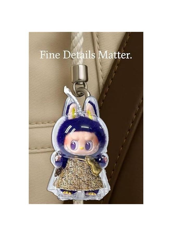 Arabest Protective Case for LABUBU Pronounce Wings of Fortune，Transparent Acrylic Display Box with Silicone Strap White for Storage Hanging Doll-Clear  - Image 4