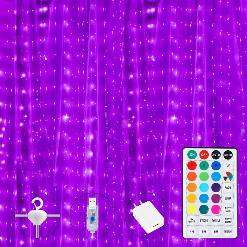 برايتاون ستارة اضاءة متغيرة بـ16 لون - 250 مصباح LED 9.8 × 8.8 قدم، 7 اوضاع وميض مع جهاز تحكم عن بعد، خلفية معلقة على الحائط لغرفة النوم والفناء الخلفي وديكور الهالوين والكريسماس - Image 1