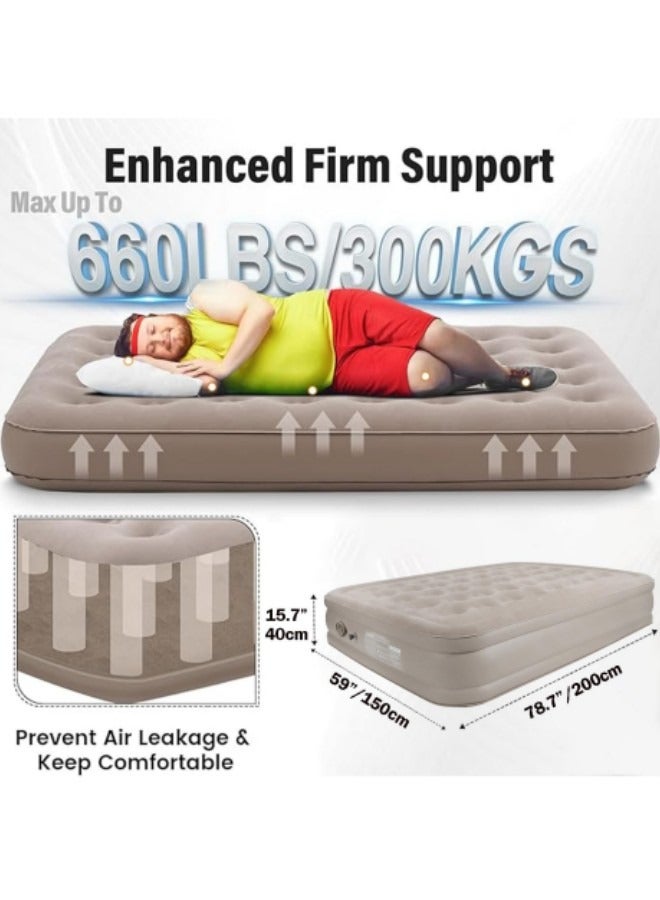 GGEROU مرتبة هوائية مع مضخة كهربائية مدمجة، وسادة نوم هوائية قابلة للنفخ، سرير محمول قابل للطي، سجادة خارجية قابلة للنفخ 198 * 152 * 40 سم - Image 2
