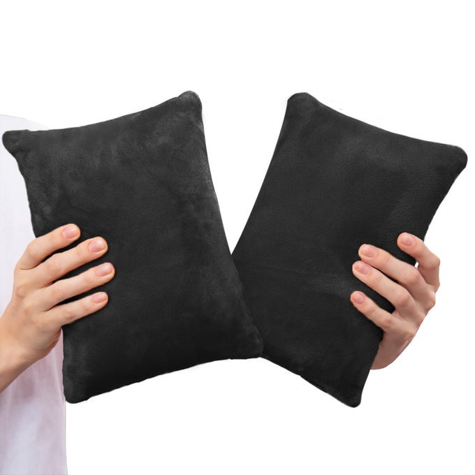 2 PACK SMALL PILLOW MEMORY FOAM MINI PILLOW 11 X 7 INCHES FOR TRAVEL SLEEPING NAP AND NECK KNEE LUMBAR SUPPORT TINY CUSHION FOR PET DOGS BLACK