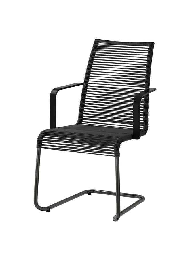 زبون كرسي مع مساند للذراعين، خارجي، أسود - Image 1