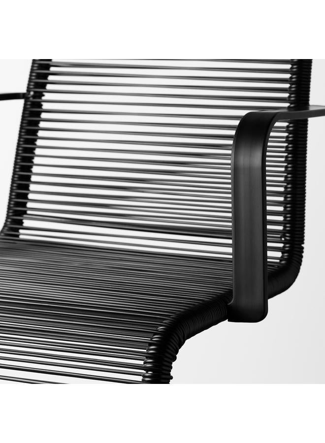 زبون كرسي مع مساند للذراعين، خارجي، أسود - Image 4