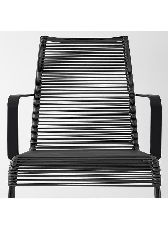 زبون كرسي مع مساند للذراعين، خارجي، أسود - Image 5