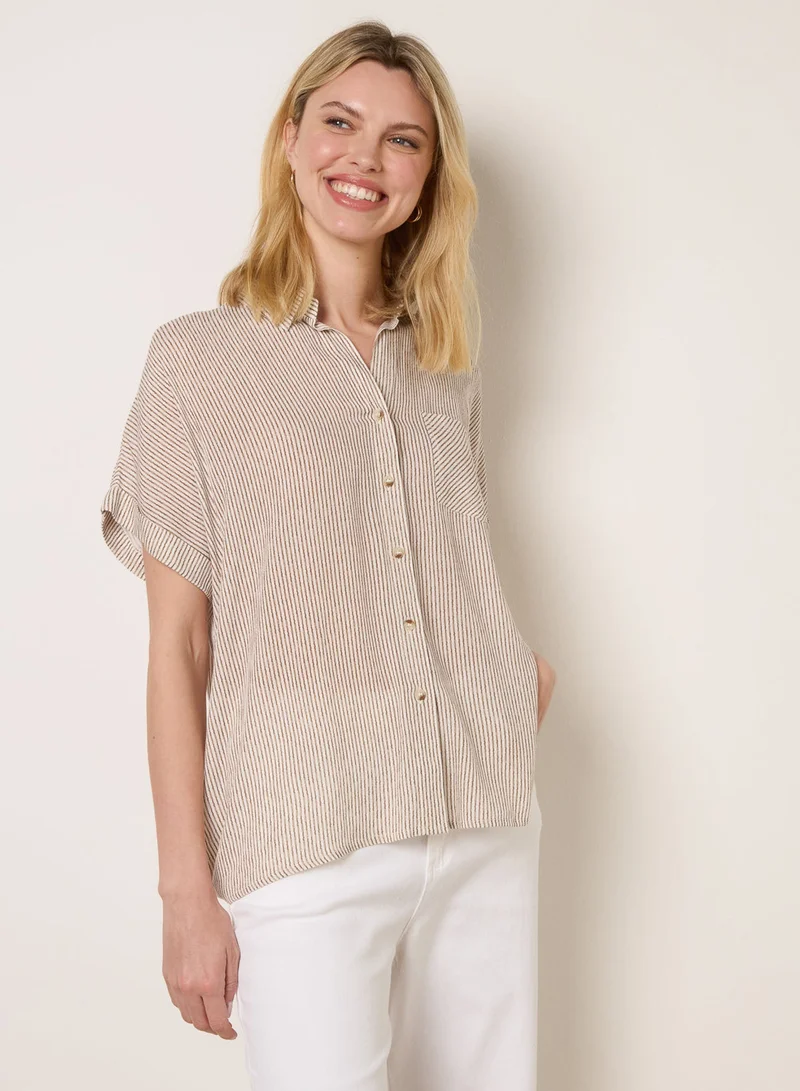 Blue Vanilla Stripe Button Front Shirt