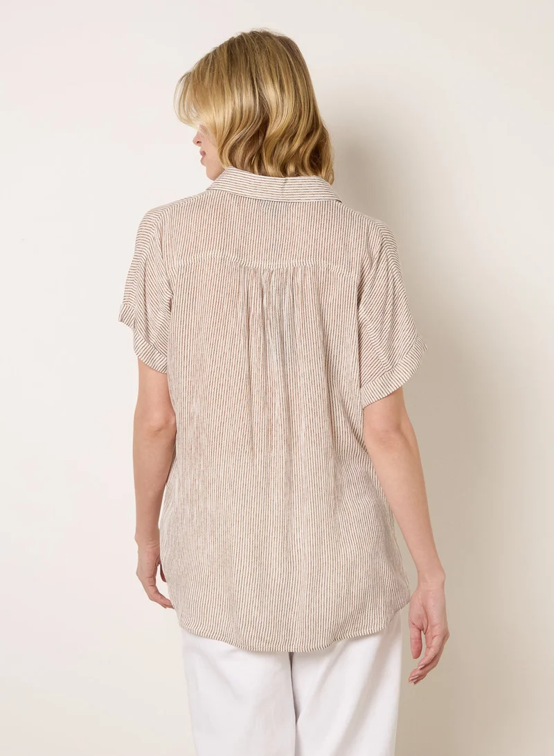 Blue Vanilla Stripe Button Front Shirt