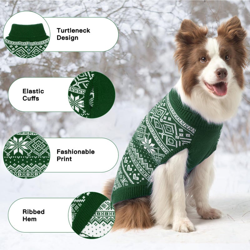 HOMIMP Argyle Dog Sweater - Warm Winter Coat for Small, Medium & Large Dogs, Soft Ugly Sweater for Boys & Girls, Green - Image 3