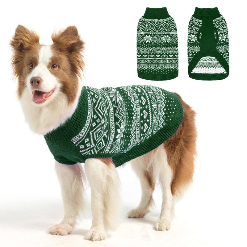 HOMIMP Argyle Dog Sweater - Warm Winter Coat for Small, Medium & Large Dogs, Soft Ugly Sweater for Boys & Girls, Green - Image 1