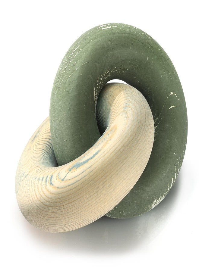 EOSAHR Boho Pine Wood Knot Decor - Wooden Chain Link Decor for Coffee Table, Book Shelf & Side Table - Decorative Knot with Simple Modern for Green Living Room Decor (Green & Yellow) - Image 1