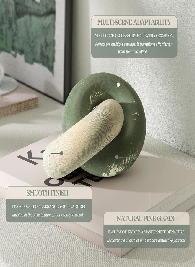 EOSAHR Boho Pine Wood Knot Decor - Wooden Chain Link Decor for Coffee Table, Book Shelf & Side Table - Decorative Knot with Simple Modern for Green Living Room Decor (Green & Yellow) - Image 5