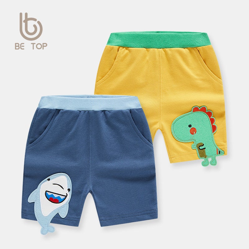 Summer Kidsren's Clothing New Kidsren's Shorts Boys Shorts Baby Casual Kidsren's Pants Cartoon Dinosaur Bottoms Knitted Pants - Image 2