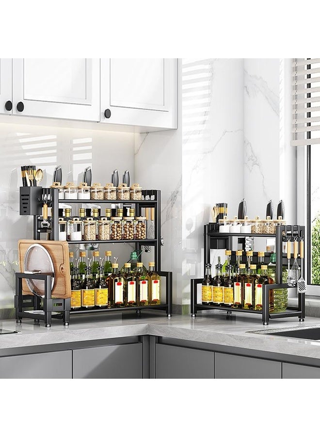 HuHa Dual-Layer 50cm Kitchen Multifunctional Shelf Household Countertop Spice Storage Racks - Image 2
