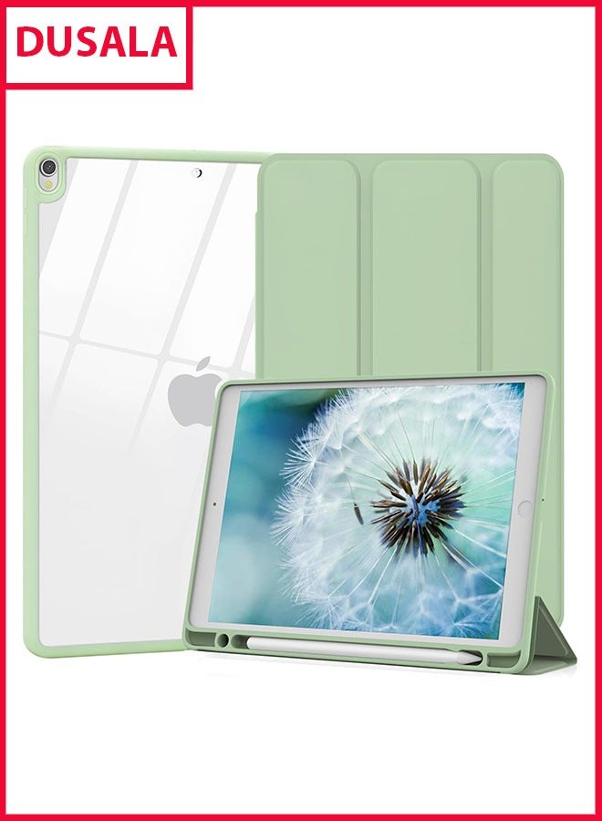DUSALA Case for iPad Pro 10.5-Inch and iPad Air 3 (10.5-Inch 2019, 3rd Generation) with Pencil Holder, Slim Stand Protective Cover with Clear Transparent Back Shell for iPad Pro 10.5 inch Tablet, Support Auto Wake/Sleep, (Green) - Image 1