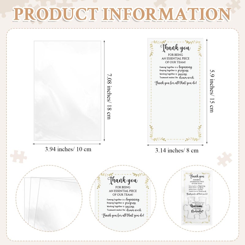 Juinte 20 Sets Employee Appreciation Gifts Bulk Valentines Day Gifts for Coworker Office Team Staff Inspirational Acrylic Puzzle Piece Plaque Desk Decor with Thank You Card OPP Bag (Awesome) - Image 3