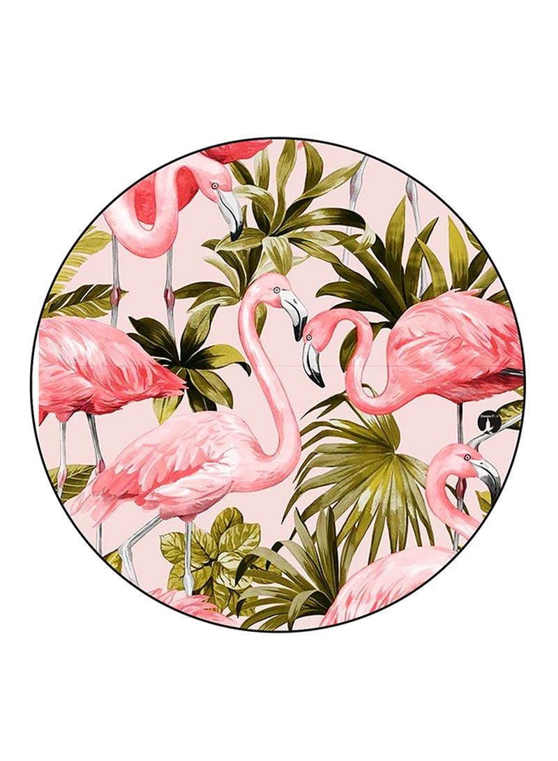 RKN Flamingo Printed Mouse Pad  Round  Multicolour