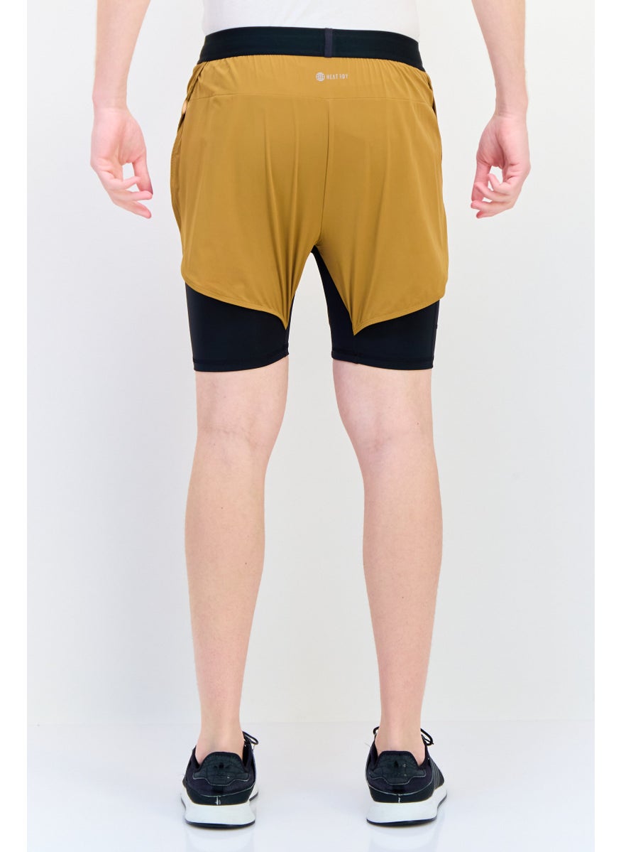 Adidas Men Slim Fit 5 Inseam 2 In 1 Training Shorts, Brown  - Image 3