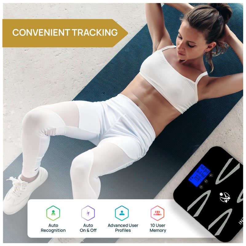 INEVIFIT Body-Analyzer Scale, Highly Accurate Digital Bathroom Body Composition Analyzer, Measures Weight, Body Fat, Water, Muscle, BMI, Visceral Levels & Bone Mass for 10 Users. Includes Batteries - Image 3