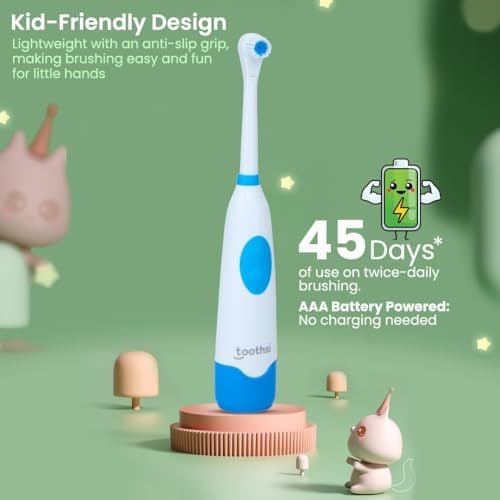 Toothsi Kids Super Toothbrush | Sonic Electric Toothbrush | Smart Electric Toothbrush for Kids | 2 Min Smart Timer | Battery Powered | Oral Care | Blue - Image 4