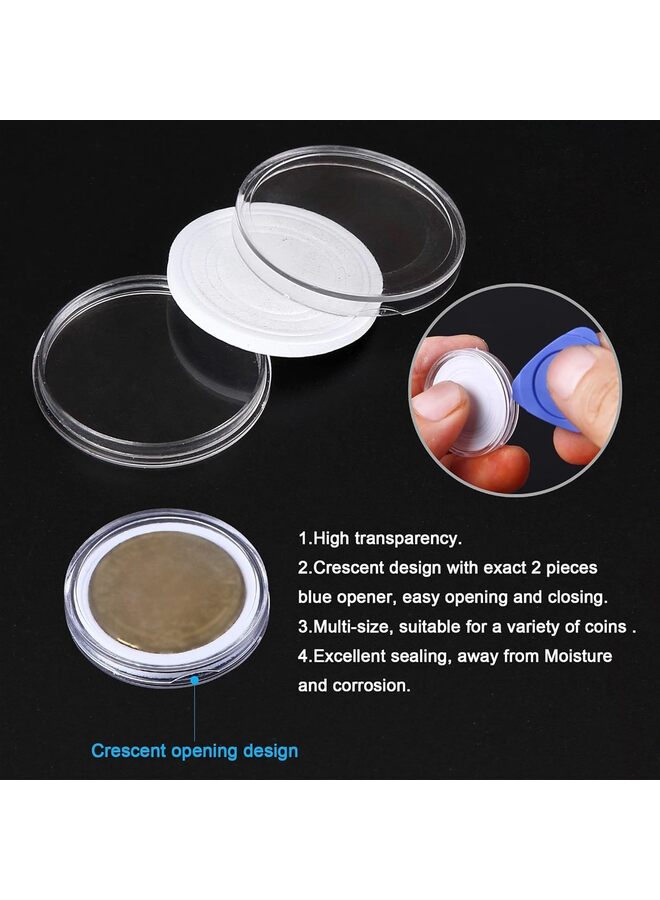 100 Pieces 30mm Coin Capsules and 5 Sizes (17/19/21.5/25/27/29.5mm) White Protect Gasket Coin Holder Case with Plastic Storage Organizer Box for Coin Collection Supplies - Image 4