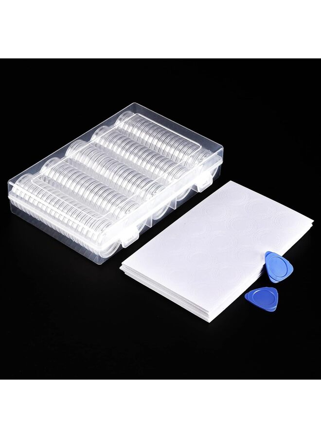 100 Pieces 30mm Coin Capsules and 5 Sizes (17/19/21.5/25/27/29.5mm) White Protect Gasket Coin Holder Case with Plastic Storage Organizer Box for Coin Collection Supplies - Image 3